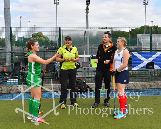 Irish captain Ruth Maguire at the coin toss