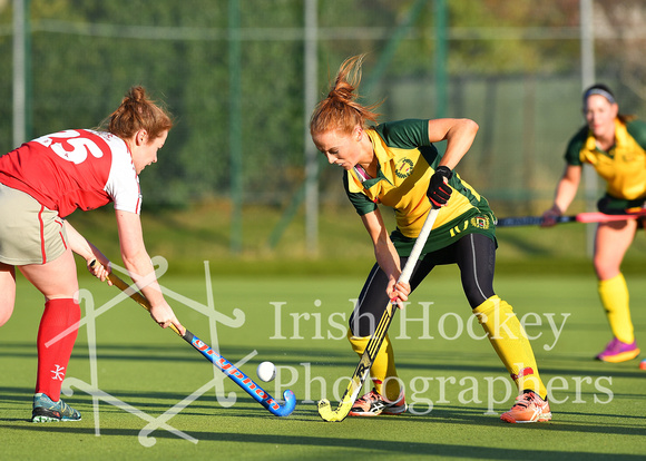 Anna May Whelan and Steph Thompson battle for the ball