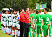 Umpire Rob Abbott pre-match