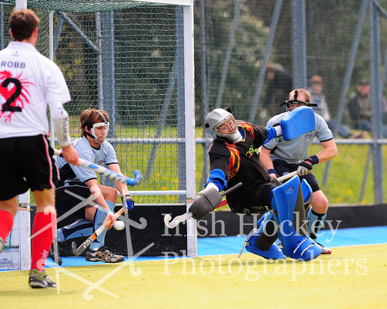 Monkstown's David Fitzgerald and Nick Dee attempt to keep out a corner