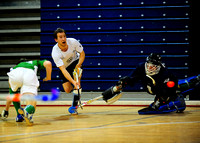 TRR's Peter Blakeney shoots under pressure from Glenanne's Stephen Doran